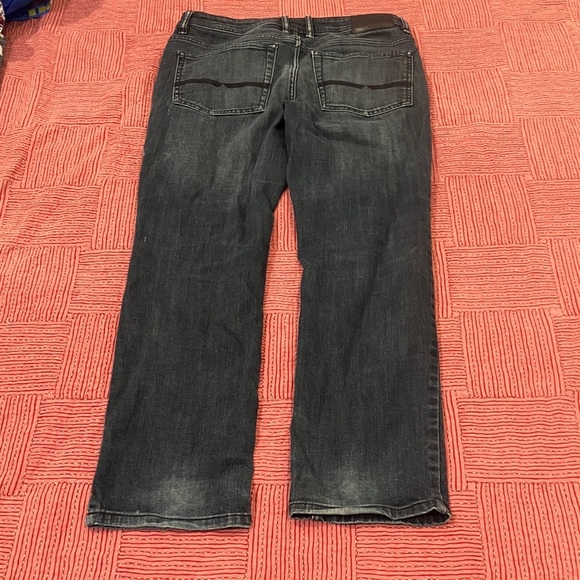 Buffalo mens W32L30 dark blue slim Straight Leg stretch Jeans distressed - Picture 12 of 16